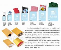Image result for Bubble Envelope Size Chart