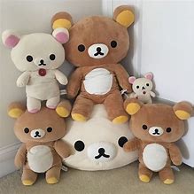 Image result for White Rilakkuma Bear Plush in Overalls