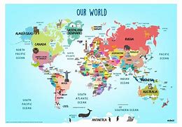 Image result for World Map with Names for Kids