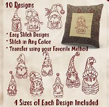 Image result for Redwork Christmas Gnome Embroidery