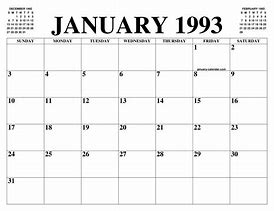 Image result for Monthly Calendar 1993