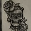 Image result for Gothic Skull and Rose Drawing