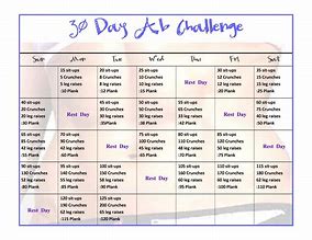 Image result for 30-Day Sit Up Challenge Calendar
