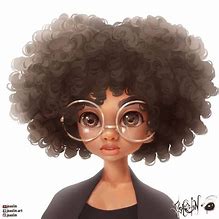 Image result for Cute Cartoon Girl with Curly Hair