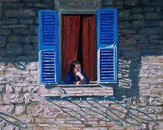 Image result for Three Sisters Looking Out of a Window Oil Painting