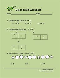 Image result for Worksheets of Maths for Grade 1