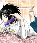 Image result for L Holding Death Note