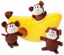 Image result for Monkey in Banana Print Dog Toy