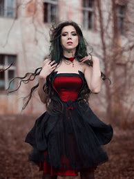 Image result for Black and Red Gothic Dress Design