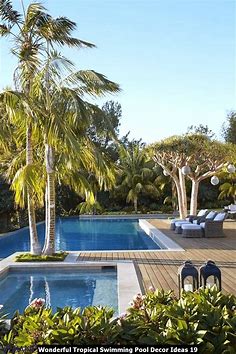 Wonderful Tropical Swimming Pool Decor Ideas - HOMYHOMEE