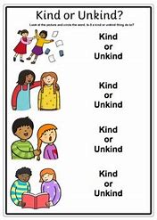 Image result for Kind or Unkind Worksheet