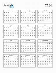 Image result for 2156 Calendar