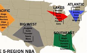 Image result for NBA Teams Map by Conference