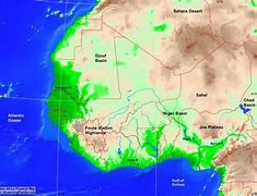Image result for West Africa Physical Highlands Map Of