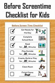 Image result for Screen Time Checklist Kids