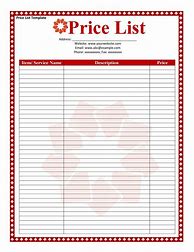 Image result for Art Price List Template