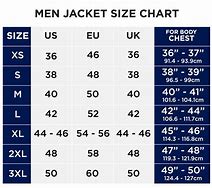 Image result for Suit Size Chart 104 Cm