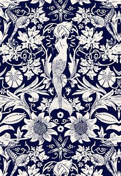 Mermaid floral background wallpaper | Zeemeerminkunst, Coole achtergronden, Kunst ideeën