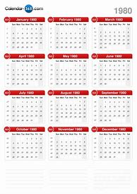 Image result for 1980 Calendar by Month