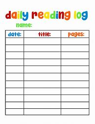Image result for Kinder Reading Log