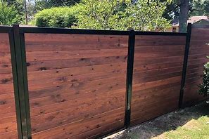 Image result for Horizontal Wood Slat Fence