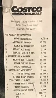 Image result for Letter E On Costco Receipt