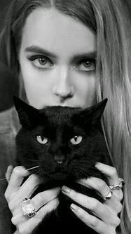 Image result for Girl with Black Cat