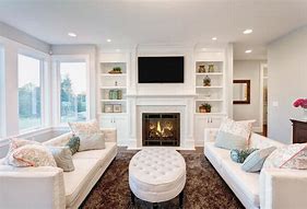 Image result for Living Room Layout with TV Next to Fireplace