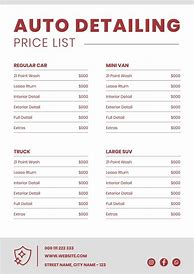 Image result for Auto Detailing Price List Templates