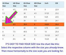 Image result for US/UK Shoe Size Chart