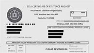 Image result for Certificate of Existence