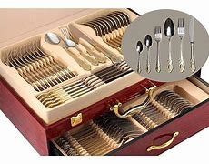 Image result for Gold Plated Flatware Set for 12