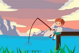 Image result for Fishing Rod with Fish Cartoon