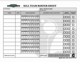 Image result for Kill Team Roster Sheet