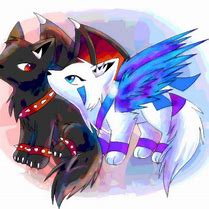 Image result for Black and White Anime Wolf with Wings