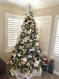 Image result for Silver and Gold Decorated Christmas Trees