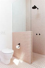 Image result for Pink Grout Gray Tile Bathroom
