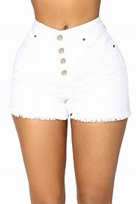 Image result for High Waist White Jean Shorts