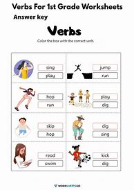 Image result for First Grade Verb Worksheets