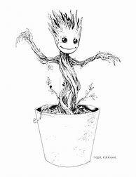 Image result for Baby Groot Black and White