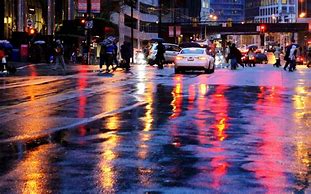 Image result for Rain City Street Lights at Night