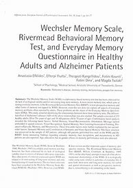 Image result for Memory Questionnaire