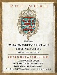 Image result for Prinz von Hessen Landgraflich Hessisches Weingut Johannisberger Klaus Riesling Auslese