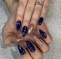 Image result for Navy and Rose Gold Nails