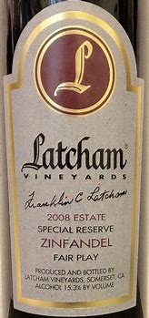 Image result for Latcham Zinfandel Special Reserve