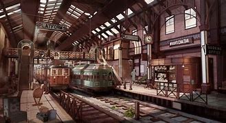 Image result for Victorian Train Station Concept Art