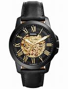 Image result for Fossil Watch Men Black Leather Band