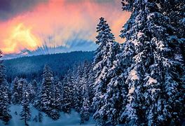 Image result for Snow-Covered Mountains at Sunset