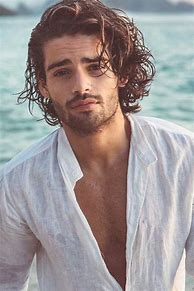 Image result for Long Curly Hair Man