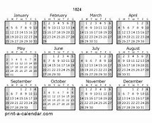 Image result for 1824 Calendar